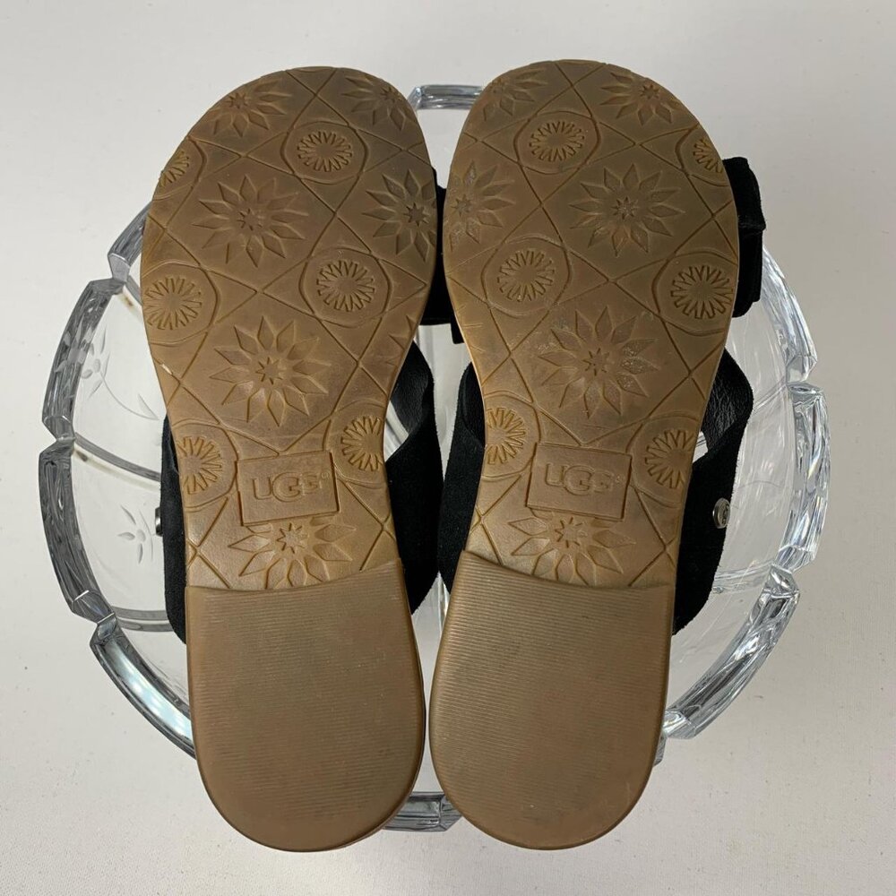 UGG Fonda Black Suede Bow Flip-Flop Sandals - Size 8/39 - Picture 8 of 8